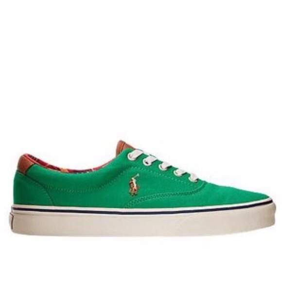new mens 10 polo ralph lauren keaton pony canvas sneaker green - Picture 2 of 4